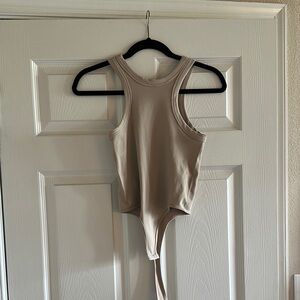 Tan Fitted Sleeveless Bodysuit